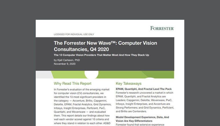 文章 The Forrester New Wave: Computer Vision Consultancies, Q4 2020 图像
