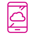 Illustrated icon showing a cloud on a smartphone device