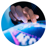 Close up on data on tablet device